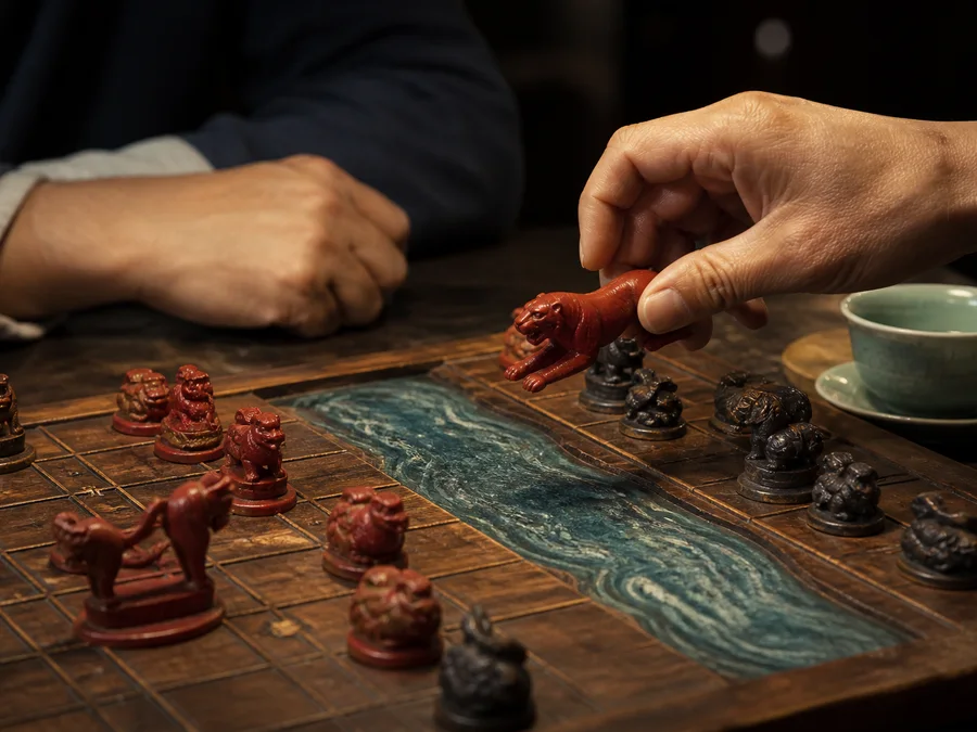 Jungle Chess AI controls for strength, hints, undo, and replay