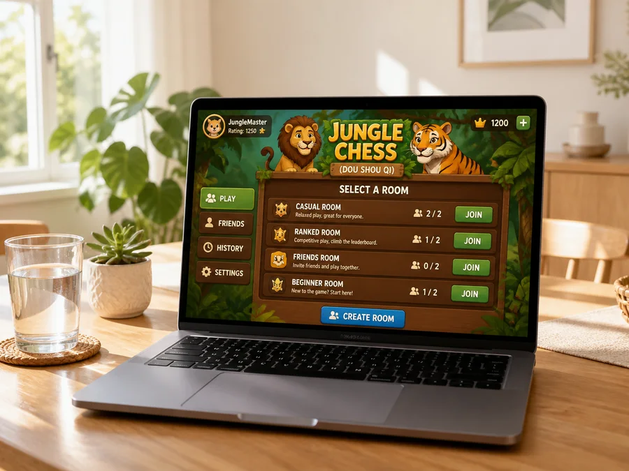 Player seats and spectator status in an online Jungle Chess room
