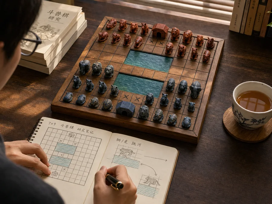 A complete Jungle Chess move record on a shared device