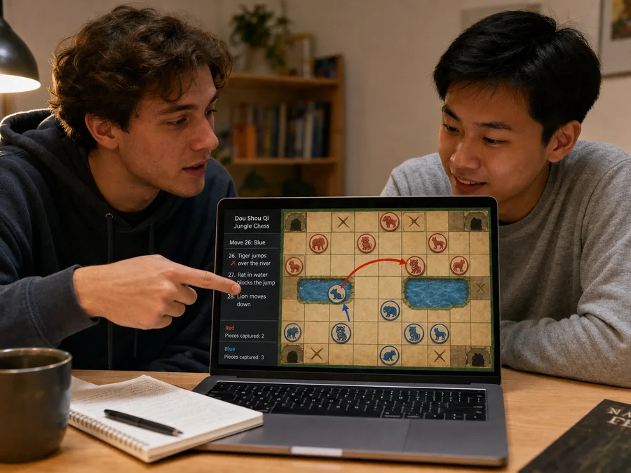 Two players alternating who moves first in same-device Jungle Chess